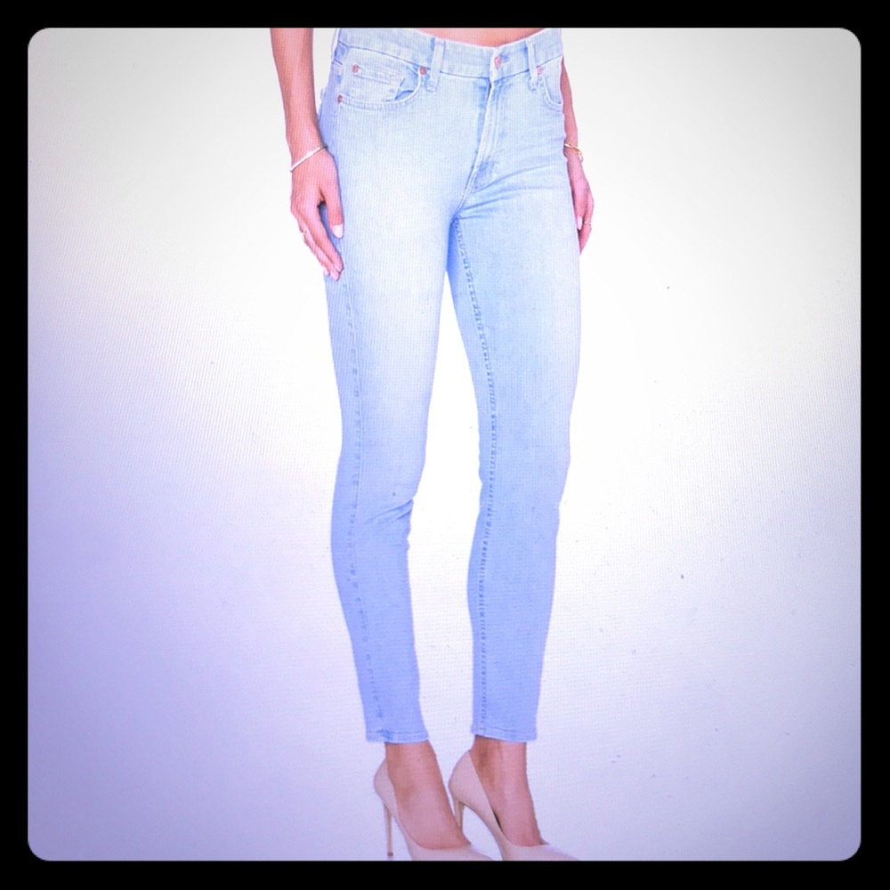 7 For All Mankind Ankle Skinny Sky Blue Wash
